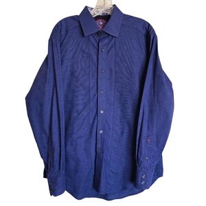🔥NWOT Robert Graham Cobalt Checkered Long Sleeve Button-Up Dress Shirt, Size M